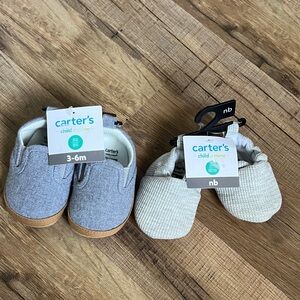 New Carters baby boy bundle slip on shoes newborn ,3-6months gray soft